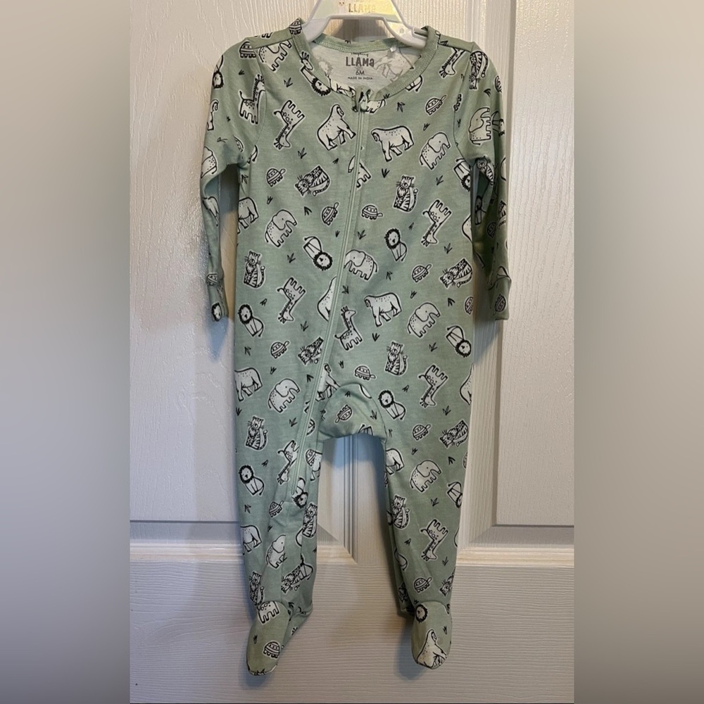 Laughing Llama Footed Pajamas Sleep and Play One Piece Animal Print Safari 6M